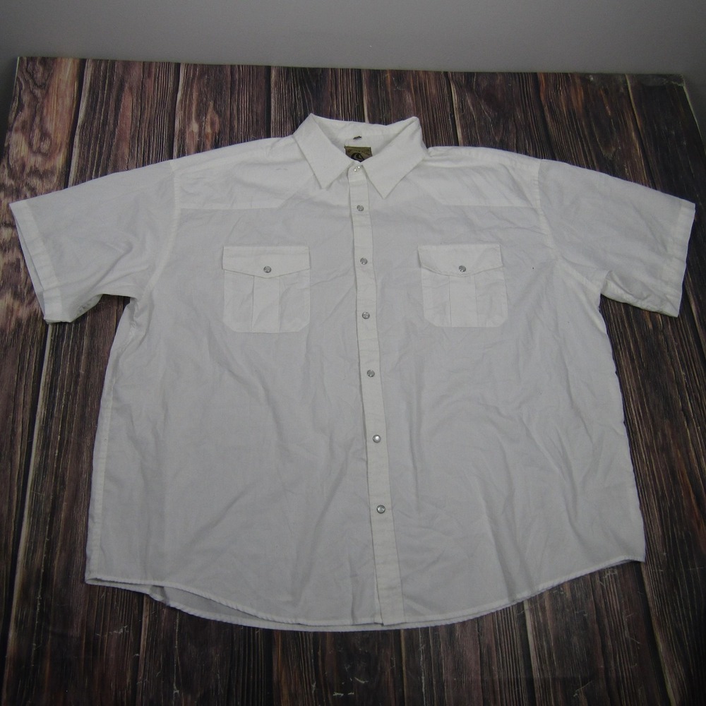 Coevals Club Shirt Mens 4XL White Solid Short Sleeve Button Up Pockets Casual